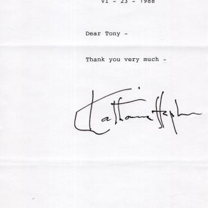 KATHARINE HEPBURN HAND SIGNED LETTER ON LETTERHEAD DEAR TONY JSA