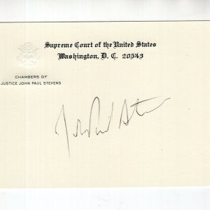 JOHN PAUL STEVENS HAND SIGNED SUPREME COURT CARD+COA SUPREME COURT JUSTICE