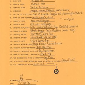 VIC LEE HAND SIGNED+FILLED OUT 20 QUESTIONS+COA I NEED HELP CARTOONIST