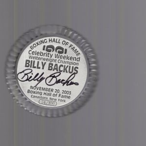 BILLY BACKUS HAND SIGNED BOXING HOF PAPERWEIGHT VERY RARE 34/100 JSA