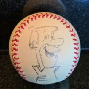 HANNA-BARBERA GEORGE JETSON SIGNED DRAWING ON BASEBALL RARE JSA LETTER