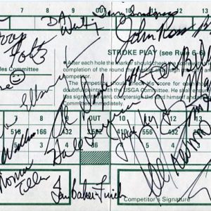 1991 US OPEN HAND SIGNED SCORECARD 70 GOLFERS SIGNED NICKLAUS+ PHIL MICKELSON