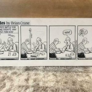 PICKLES BRIAN CRANE ORIGINAL PEN+INK ARTWORK DAILY 1991 EARL ARM WRESTLING