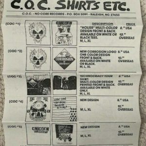 CORROSION OF CONFORMITY COC VINTAGE ORDER FORM 1987+ENVELOPE AWESOME+RARE
