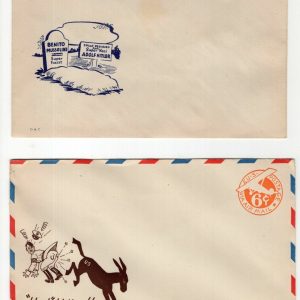 LOT OF 2 VINTAGE+RARE HEEL HITLER AND HITLER'S GRAVE ENVELOPES GREAT CONDITION