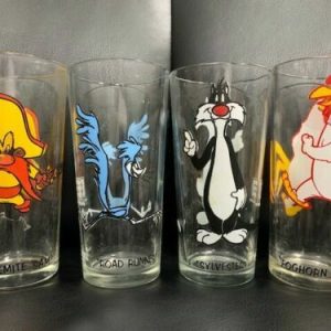 PEPSI LOT OF 8 VINTAGE 6" GLASSES 70's FUDD+YOSEMITE+RUNNER+PORKY+SYLVESTER+MORE