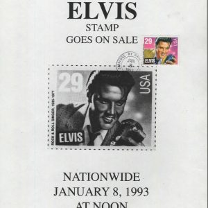 ELVIS PRESLEY STAMP GOES ON SALE NATIONWIDE POSTMARKED FLYER FROM 1993 RARE