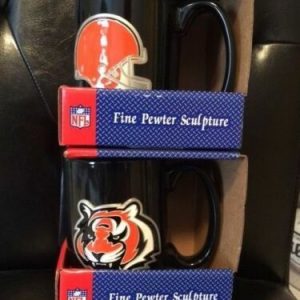 CLEVELAND BROWNS+CINCINNATI BENGALS LOT OF 2 PEWTER MUGS NEW IN BOXES NFL