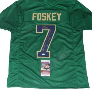 ISAIAH FOSKEY signed (NOTRE DAME FIGHTING IRISH) Green XL jersey JSA 2 Incript
