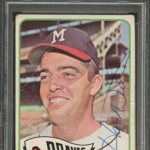 1965 TOPPS #585 HANK FISCHER Signed Card AUTO PSA Slabbed Braves