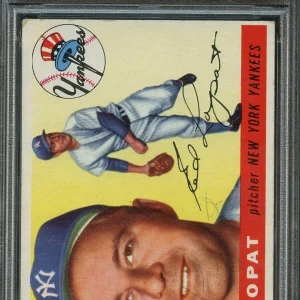 1955 Topps #109 Ed Lopat Signed Card PSA Slabbed Auto Yankees