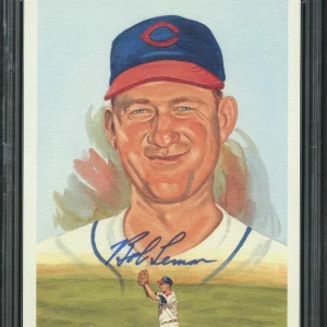 Bob Lemon Signed Postcard PSA/DNA Auto 10 Slabbed Autographed Indians