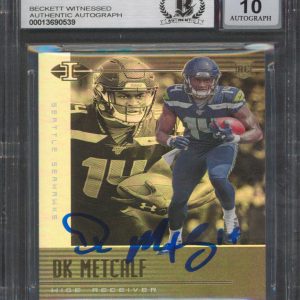 Seahawks D.K. Metcalf Signed 2019 Panini Illusions #37 RC Auto 10! BAS Slabbed