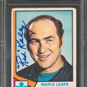 Maple Leafs Red Kelly Authentic Signed 1974 Topps #76 Card BAS Slabbed