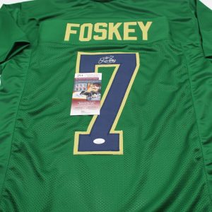 Isaiah Foskey Signed Custom Green Notre Dame Jersey w/JSA COA Witness Proof