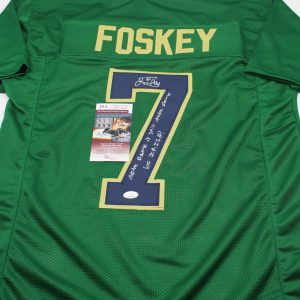 Isaiah Foskey Signed Custom Green Notre Dame Jersey w/JSA COA Witness Proof #3