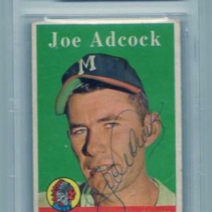1958 TOPPS JOE ADCOCK BRAVES VINTAGE SIGNED CARD BECKETT AUTHENTIC AUTOGRAPH
