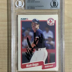 1990 FLEER WADE BOGGS RED SOX BECKETT AUTHENTIC AUTO