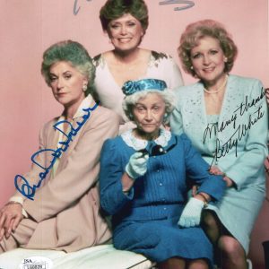 BETTY WHITE HAND SIGNED 8x10 COLOR PHOTO GOLDEN GIRLS CAST BEA+RUE JSA