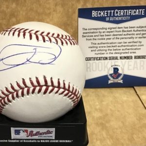TRAVIS DEMERITTE DETROIT TIGERS SIGNED M.L. BASEBALL ROOKIE YEAR BECKETT COA