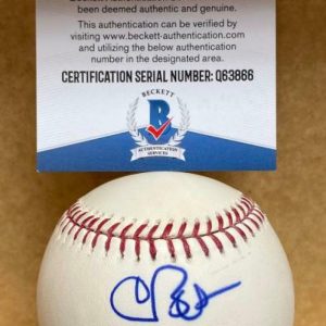 CHRIS BOSIO RED SOX/BREWERS/CUBS SIGNED AUTO M.L. BASEBALL BECKETT Q63866