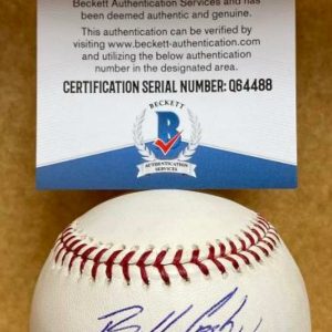 BUBBA CROSBY YANKEES/DODGERS SIGNED AUTOGRAPHED M.L. BASEBALL BECKETT Q64488