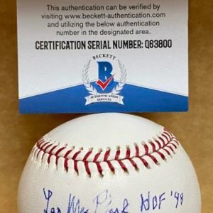 LEE MACPHAIL HOF 98 BASEBALL EXEC SIGNED AUTO M.L. BASEBALL BECKETT Q63800