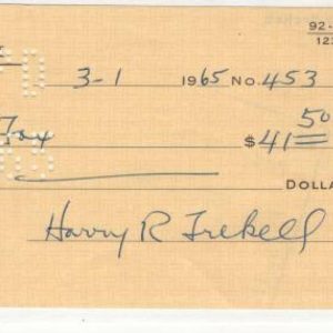 HARRY TREKELL ST. LOUIS CARDINALS SIGNED CHECK CUT BECKETT G62309
