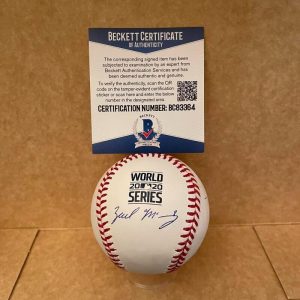 ZACH MCKINSTRY DODGERS SIGNED AUTO 2020 WORLD SERIES BASEBALL BECKETT