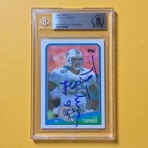 1988 TOPPS T.J. TURNER #197 AUTHENTIC AUTO BECKETT CERTIFIED DOLPHINS