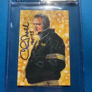 CHUCK NOLL Signed GOAL LINE ART Card #86 Beckett BAS & HOF Inscription