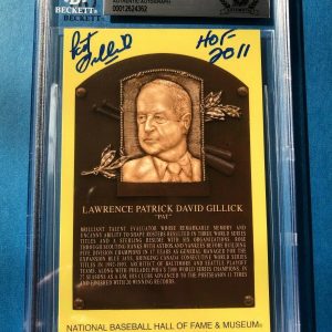 PAT GILLICK Signed HALL OF FAME PLAQUE POSTCARD Beckett BAS & HOF Inscription