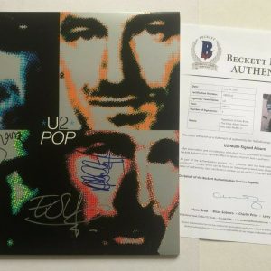 U2 (Bono, Edge, Clayton & Mullen) Signed POP LP ALBUM COVER w/ Beckett BAS LOA