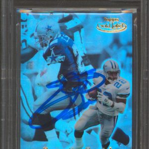 Cowboys Emmitt Smith Signed 1999 Topps Gold Label Class 2 #25 Card 10! BAS Slab