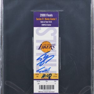 Shaquille O'Neal Finals MVP Signed 2000 Finals GM 1 Ticket Stub Auto 10 BAS Slab