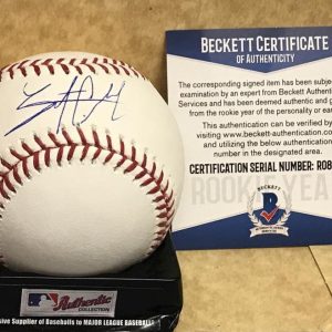 TRENT CLARK MILWAUKEE BREWERS ROOKIE YEAR SIGNED M.L. BASEBALL BECKETT B08139