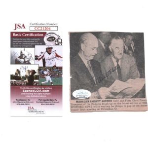 WALTER ALSTON SIGNED NEWSPAPER CLIPPING RARE JSA CC21204