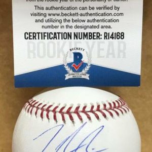 TYLER NEVIN COLORADO ROCKIES ROOKIE YEAR SIGNED M.L. BASEBALL BECKETT R14168