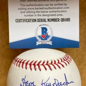 STEVE KORCHECK WASHINGTON SENATORS SIGNED AUTOGRAPHED M.L. BASEBALL BECKETT Q611