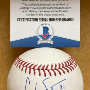 CALEB SMITH YANKEES/MARLINS SIGNED AUTOGRAPHED M.L. BASEBALL BECKETT Q64690