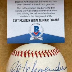 RED SCHOENDIENST CARDINALS VINTAGE SIGNED AUTO N.L. BASEBALL BECKETT Q64287