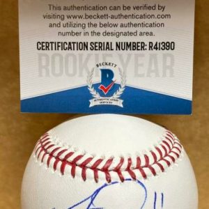TRAVIS DEMERITTE DETROIT TIGERS ROOKIE YEAR SIGNED M.L. BASEBALL BECKETT R41390