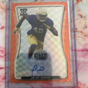 2020 LEAF METAL DRAFT JULIAN OKWARR ORANGE WAVE ROOKIE RARE 4/4