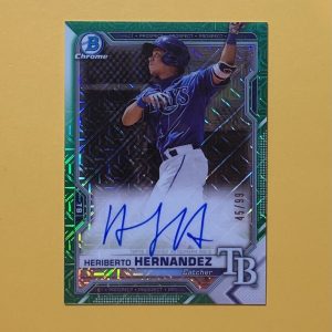 2021 BOWMAN CHROME MEGA BOX HERIBERTO HERNANDEZ GREEN AUTO /99 #BCMA-HHE RAYS