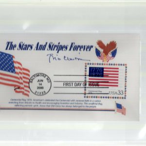 BILL CLINTON HAND SIGNED 2000 FIRST DAY COVER VERY RARE BECKETT SLABBED