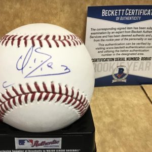 YUSNIEL DIAZ LOS ANGELES DODGERS/CUBA SIGNED M.L. BASEBALL ROOKIE YEAR BECKETT