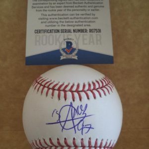 YANIO PEREZ TEXAS RANGERS CUBA ROOKIE YEAR SIGNED M.L. BASEBALL BECKETT R07531
