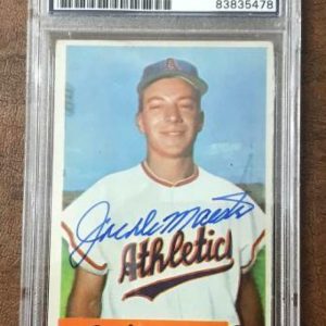 1954 BOWMAN JOE DEMAESTRI ATHLETICS SIGNED CARD PSA AUTOGRAPH
