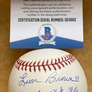 LEON BROWN #23 1976 NEW YORK METS SIGNED AUTO M.L. BASEBALL BECKETT Q63862