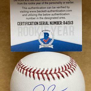 PETER BOURJOS PHILLIES/BRAVES SIGNED AUTOGRAPHED M.L. BASEBALL BECKETT R41513